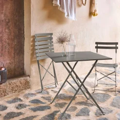 Bistrotafel met 2 stoelen inklapbaar metaal 70 x 70cm
