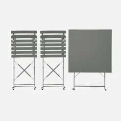 Bistrotafel met 2 stoelen inklapbaar metaal 70 x 70cm