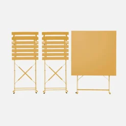 Bistrotafel met 2 stoelen inklapbaar metaal 70 x 70cm