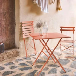 Bistrotafel met 2 stoelen inklapbaar metaal 70 x 70cm