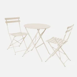 Bistrotafel met 2 stoelen inklapbaar metaal Ø60 x 70cm