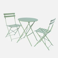 Bistrotafel met 2 stoelen inklapbaar metaal Ø60 x 70cm