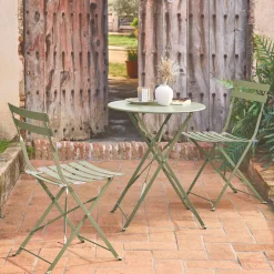 Bistrotafel met 2 stoelen inklapbaar metaal Ø60 x 70cm