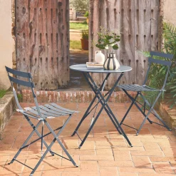 Bistrotafel met 2 stoelen inklapbaar metaal Ø60 x 70cm
