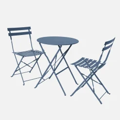 Bistrotafel met 2 stoelen inklapbaar metaal Ø60 x 70cm