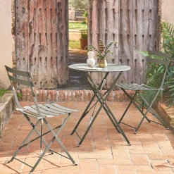 Bistrotafel met 2 stoelen inklapbaar metaal Ø60 x 70cm