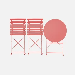 Bistrotafel met 2 stoelen inklapbaar metaal Ø60 x 70cm