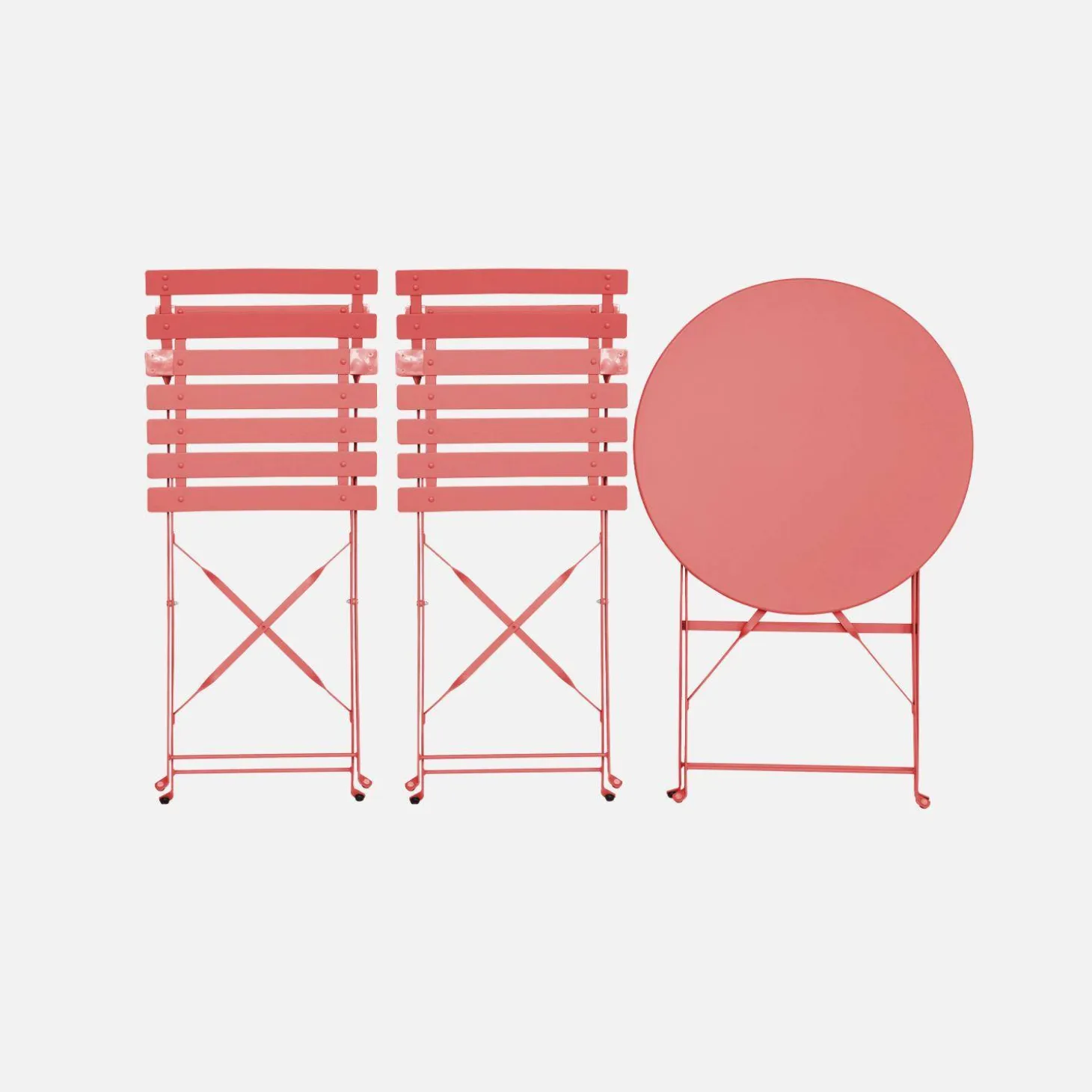 Bistrotafel met 2 stoelen inklapbaar metaal Ø60 x 70cm