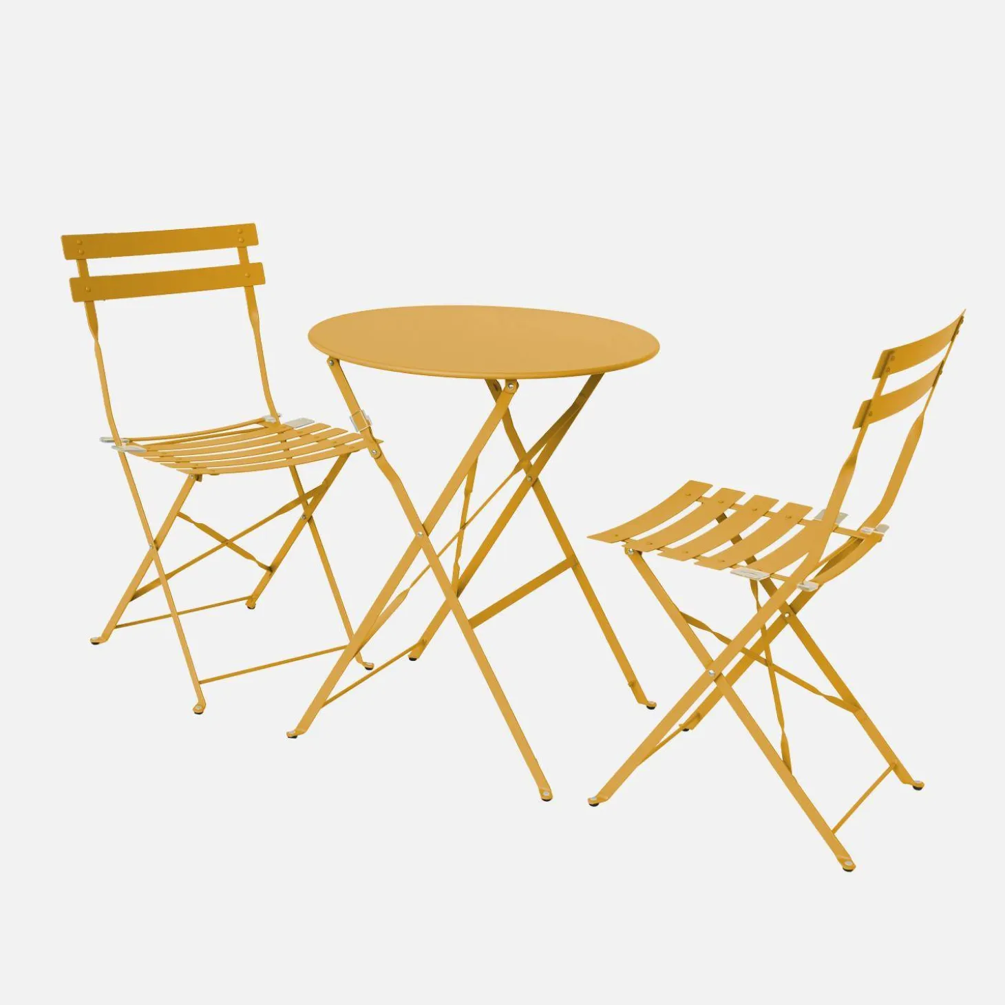 Bistrotafel met 2 stoelen inklapbaar metaal Ø60 x 70cm