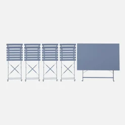 Bistrotafel met 4 stoelen inklapbaar metaal 110 x 70cm
