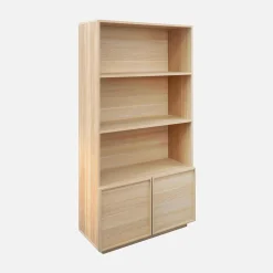 Boekenkast houtlook met 2 deuren 5 niveaus 80cm
