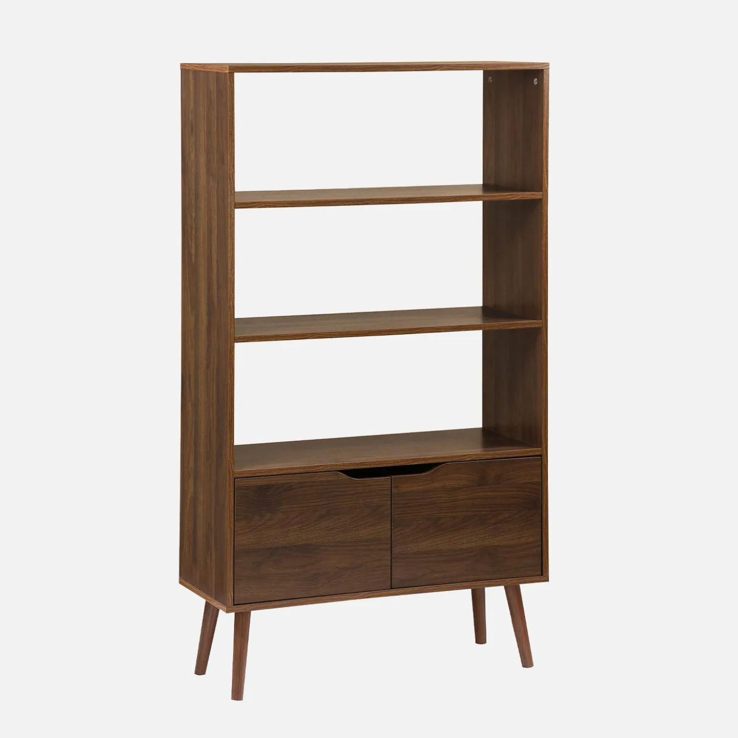 Boekenkast met 2 deuren en planken houtdecor 80cm