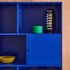 Boekenkast met 8 vakken en 2 deurtjes van metaal, industrieel