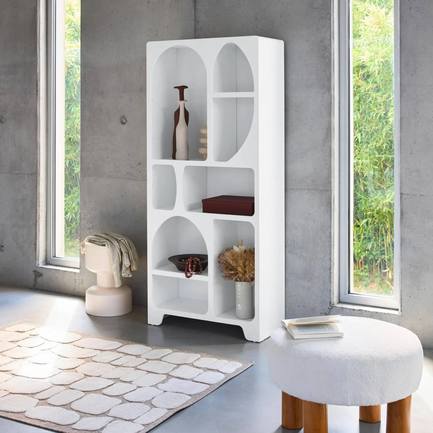 Boekenkast met 8 vakken houtdecor organisch 80cm
