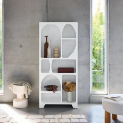 Boekenkast met 8 vakken houtdecor organisch 80cm