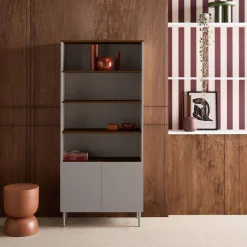 Boekenkast 6 niveaus metaal en houtdecor