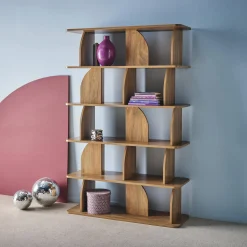 Boekenkast open vakken houteffect 5 niveaus