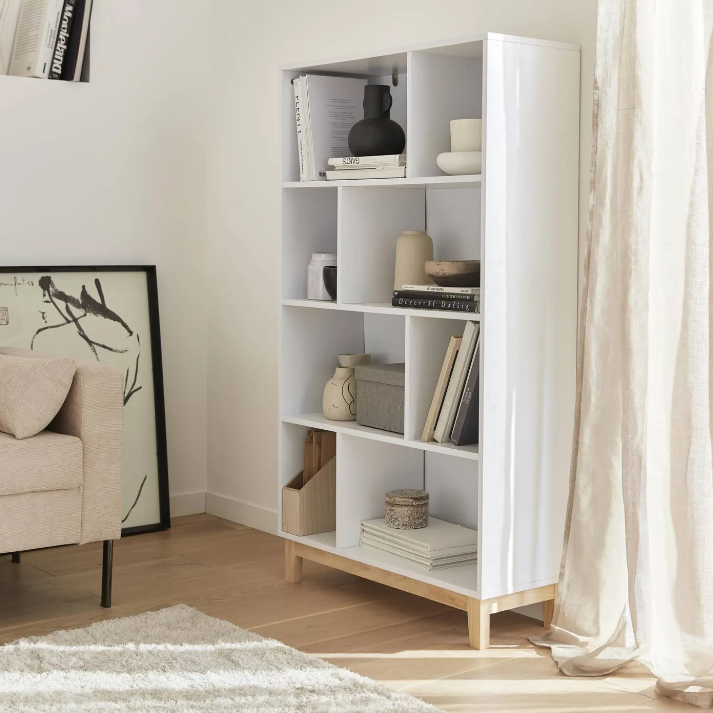 Boekenkast 8 vakken houtdecor 80cm