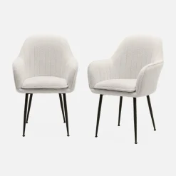 Bouclé fauteuil met metalen poten (set van 2)