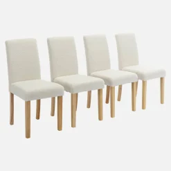 boucléstoel met houten poten (set van 4)