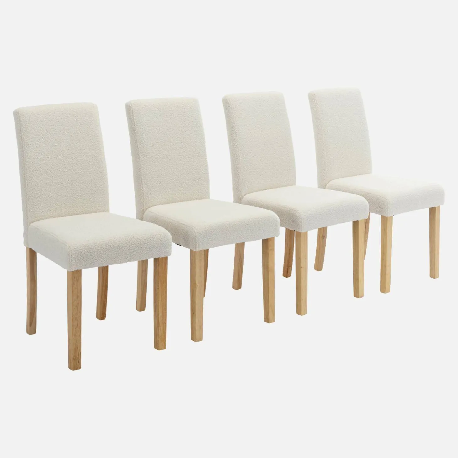 boucléstoel met houten poten (set van 4)
