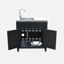 Buitenkeuken met 4 stalen modules