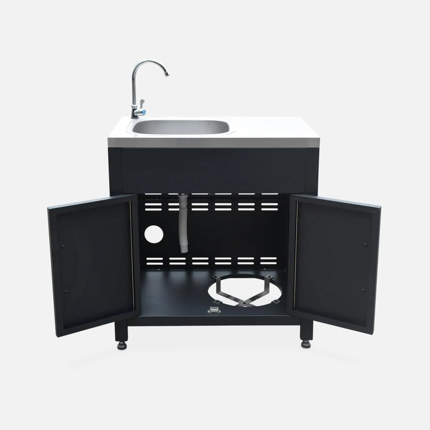 Buitenkeuken met 4 stalen modules