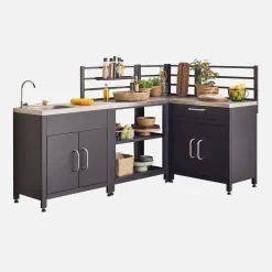 Buitenkeuken met 4 stalen modules