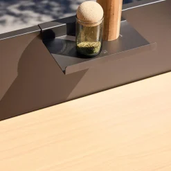 Buitenkeuken module 1 plank staal en houtdecor L80cm
