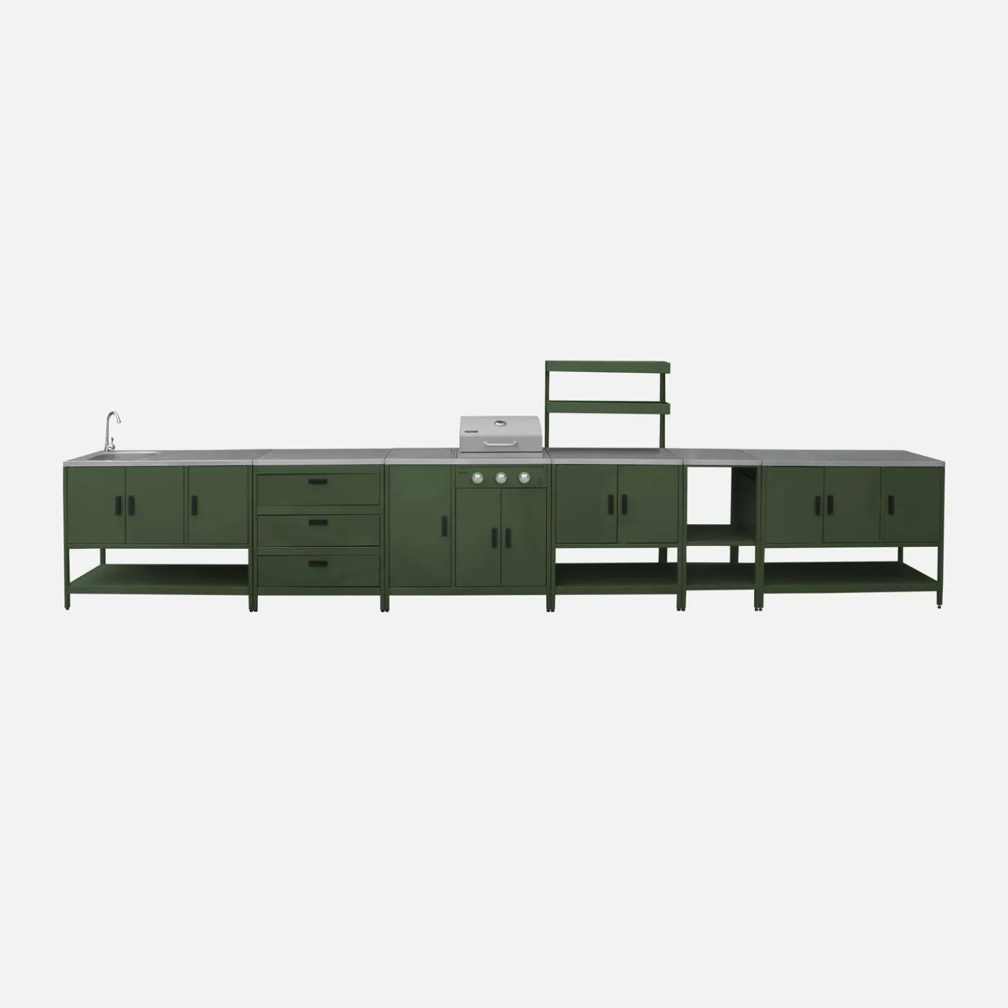 Buitenkeuken 6 modules incl. gasbarbecue staal