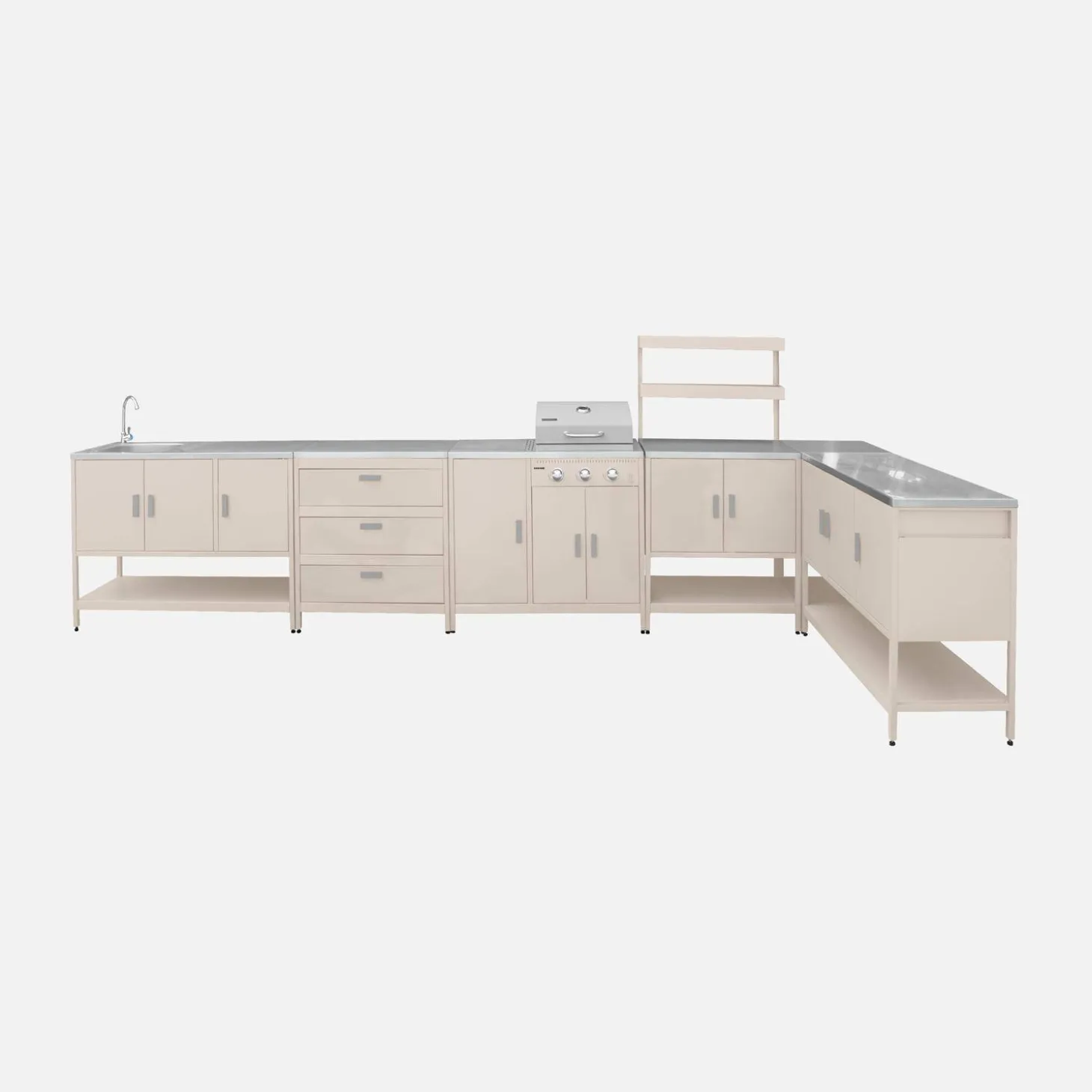 Buitenkeuken 6 modules incl. gasbarbecue staal