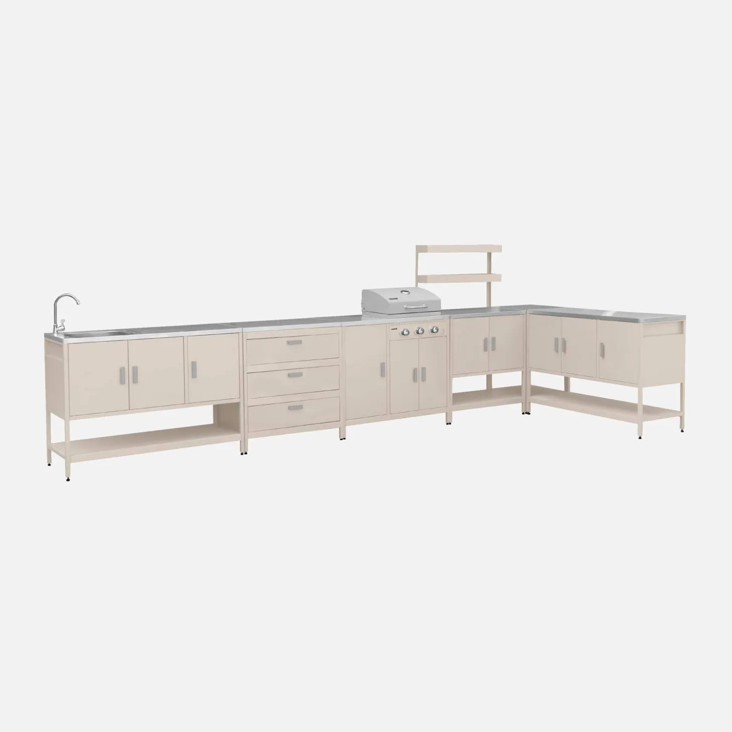 Buitenkeuken 6 modules incl. gasbarbecue staal