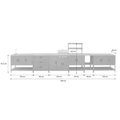 Buitenkeuken 6 modules incl. gasbarbecue staal
