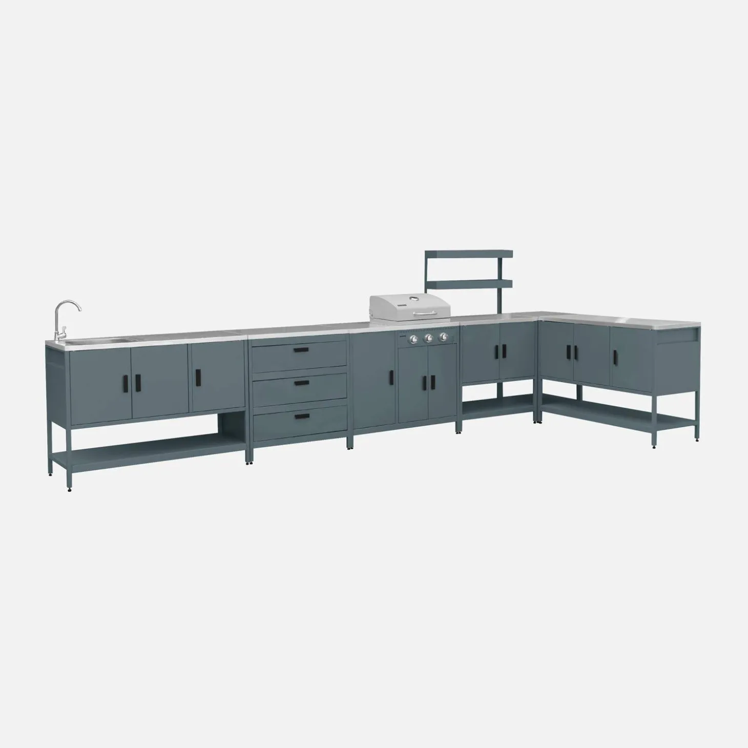 Buitenkeuken 6 modules incl. gasbarbecue staal