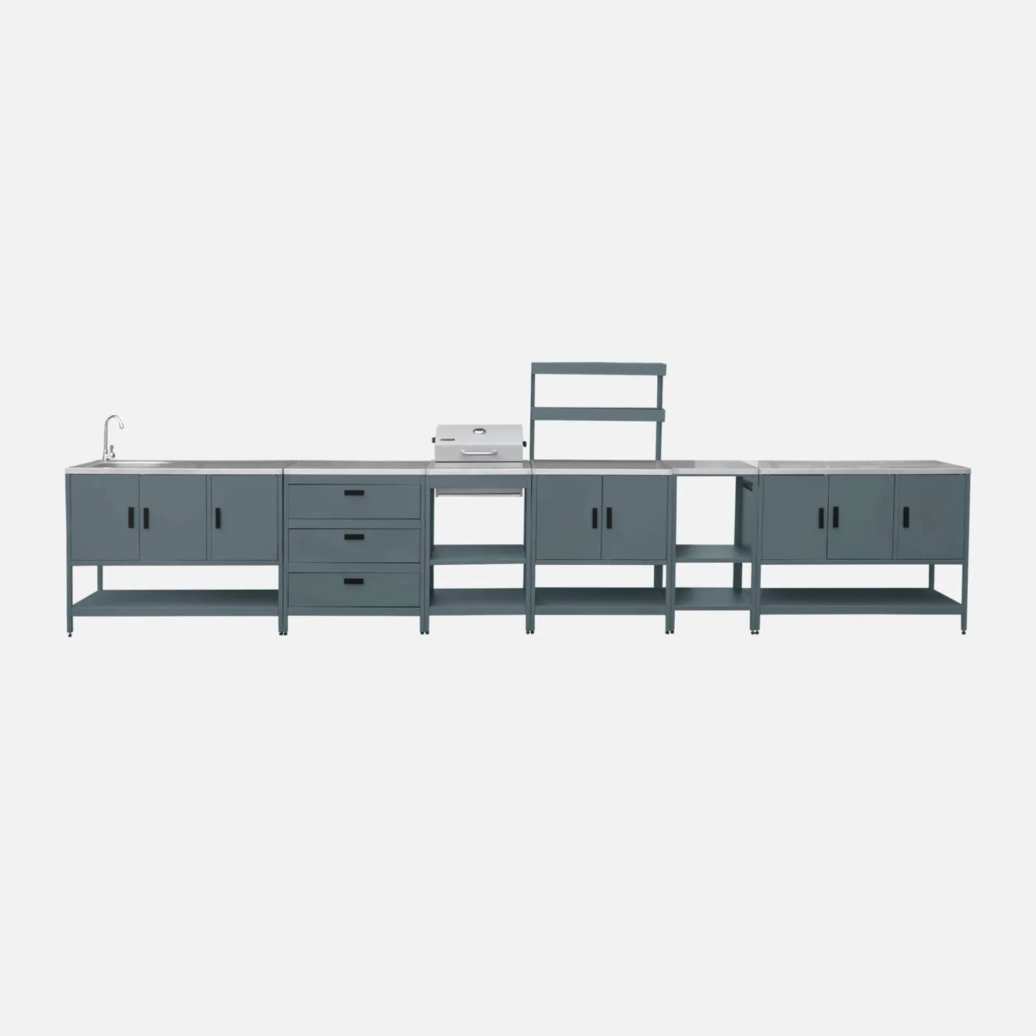 Buitenkeuken 6 modules incl. houtskoolbarbecue staal