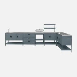 Buitenkeuken 6 modules incl. houtskoolbarbecue staal
