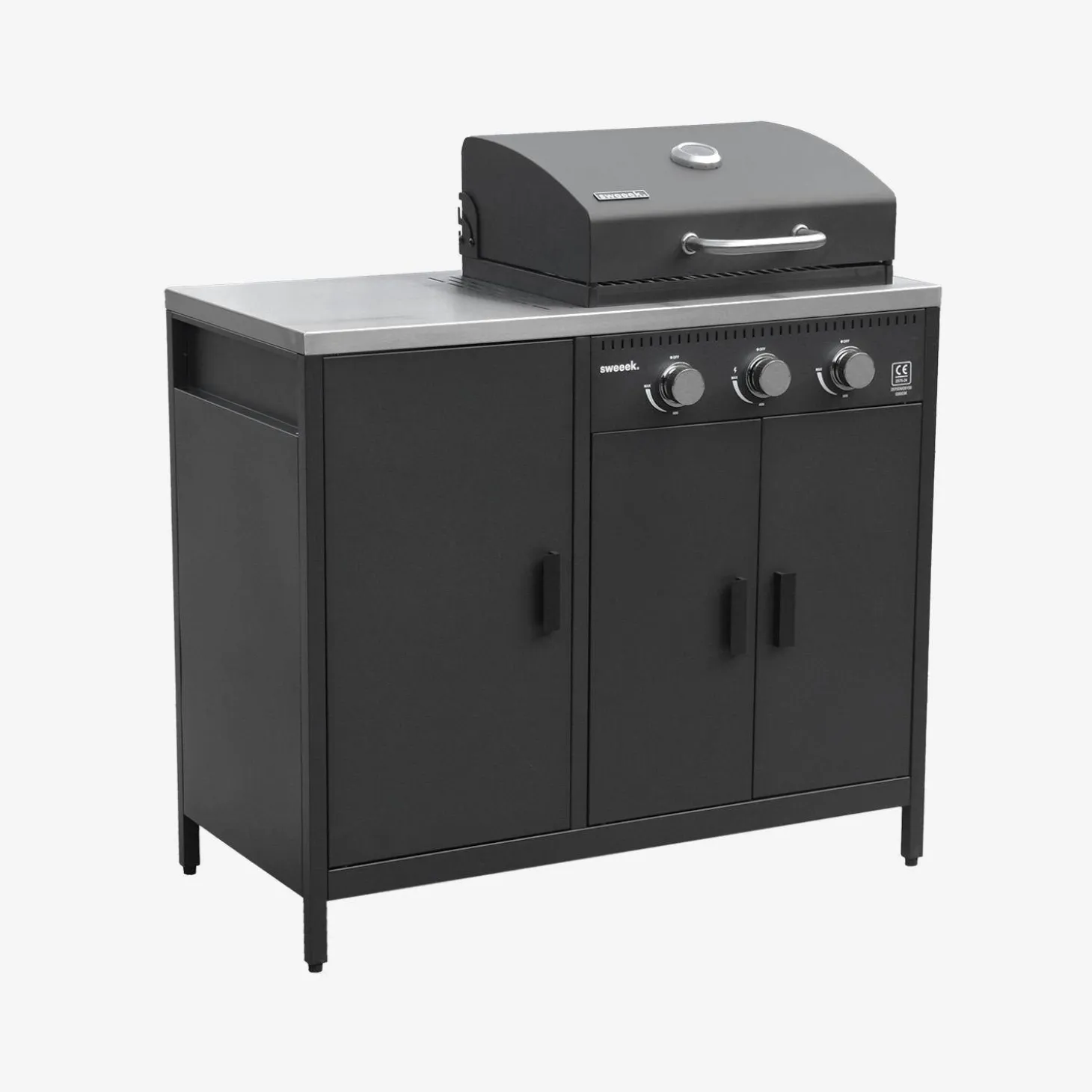 Buitenkeuken 3 modules met gasbarbecue staal