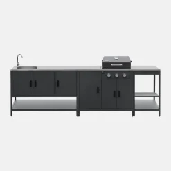 Buitenkeuken 3 modules met gasbarbecue staal