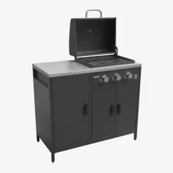 Buitenkeuken 2 modules met gasbarbecue en gootsteen staal