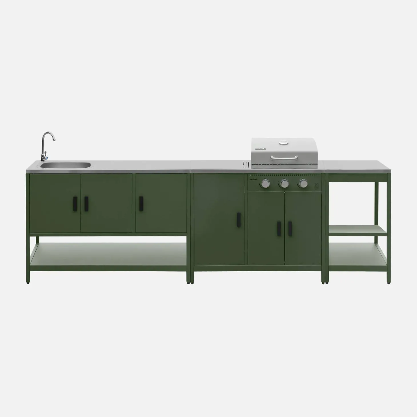 Buitenkeuken 3 modules met gasbarbecue staal
