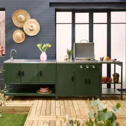 Buitenkeuken 3 modules met gasbarbecue staal