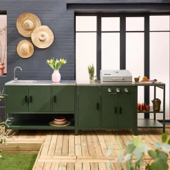 Buitenkeuken 3 modules met gasbarbecue staal