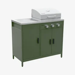 Buitenkeuken 2 modules met gasbarbecue en gootsteen staal
