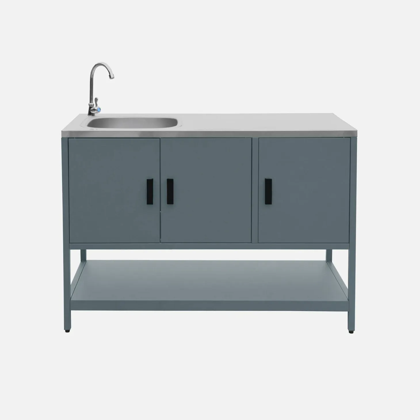 Buitenkeuken 2 modules met gasbarbecue en gootsteen staal