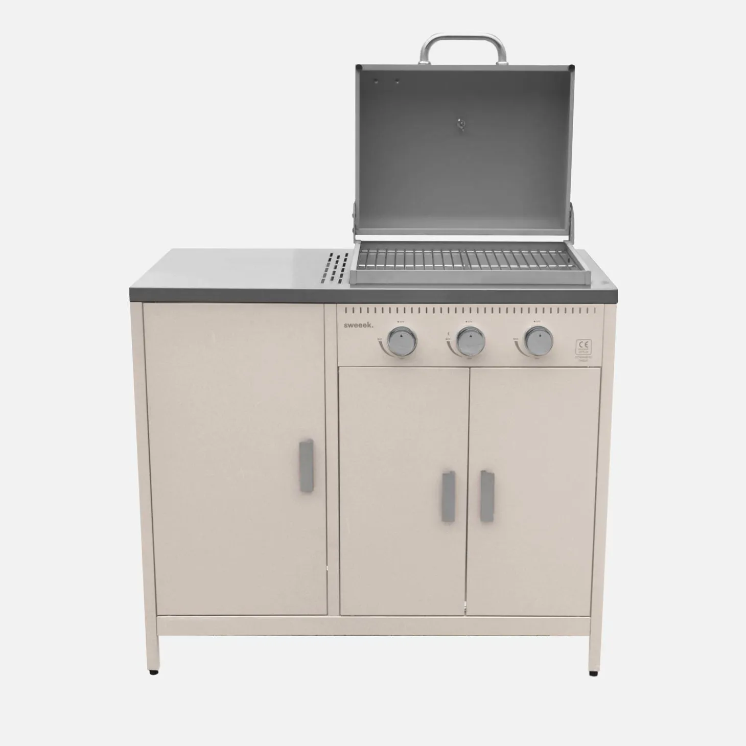 Buitenkeuken 3 modules met gasbarbecue staal