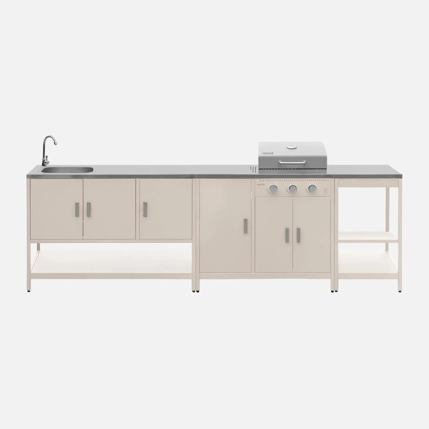 Buitenkeuken 3 modules met gasbarbecue staal