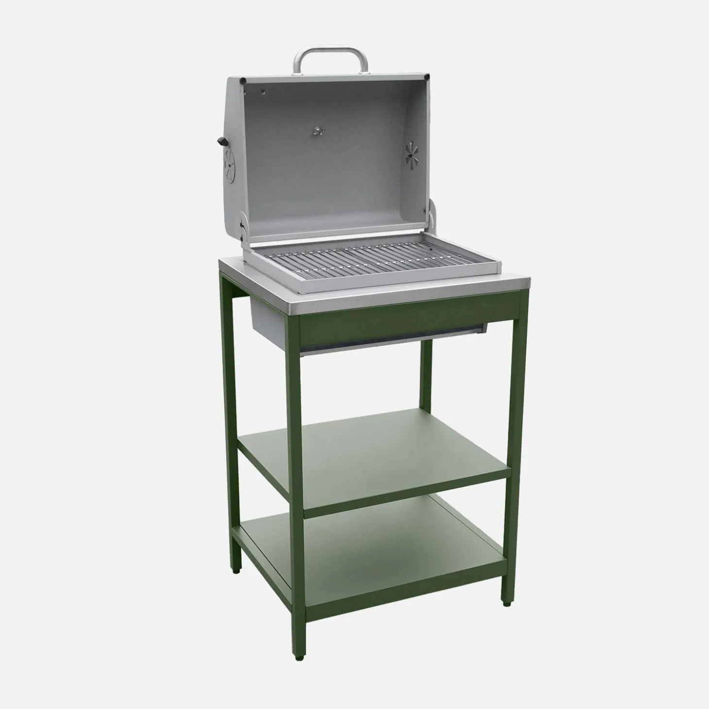 Buitenkeuken 3 modules met houtskoolbarbecue staal