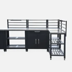 Buitenkeuken 7 modules roestvrij staal met gasbarbecue + hoes