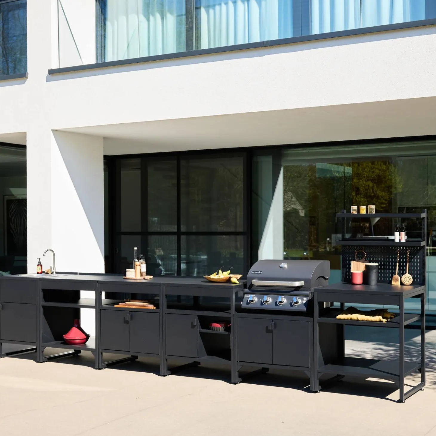 Buitenkeuken 6 modules roestvrij staal