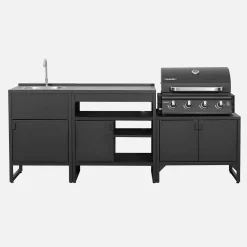 Buitenkeuken 3 modules roestvrij staal met gasbarbecue 4 branders